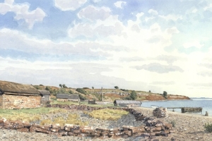 Reproducerad akvarell/giclée - Fiskebodar vid Bruddesta